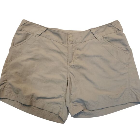 Columbia PFG Shorts Omni-Shade Beige Nylon Quick Dry Pockets Womens Large - Picture 1 of 13